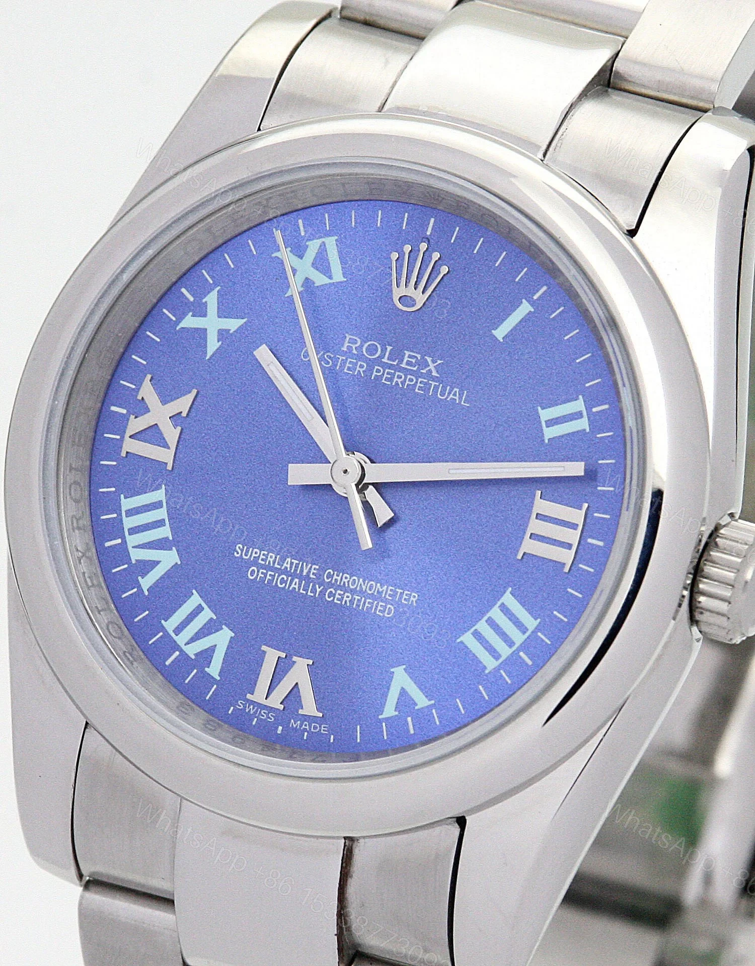 View 3 of Replica Rolex Oyster Perpetual Lady Blue Dial 177200 31 mm