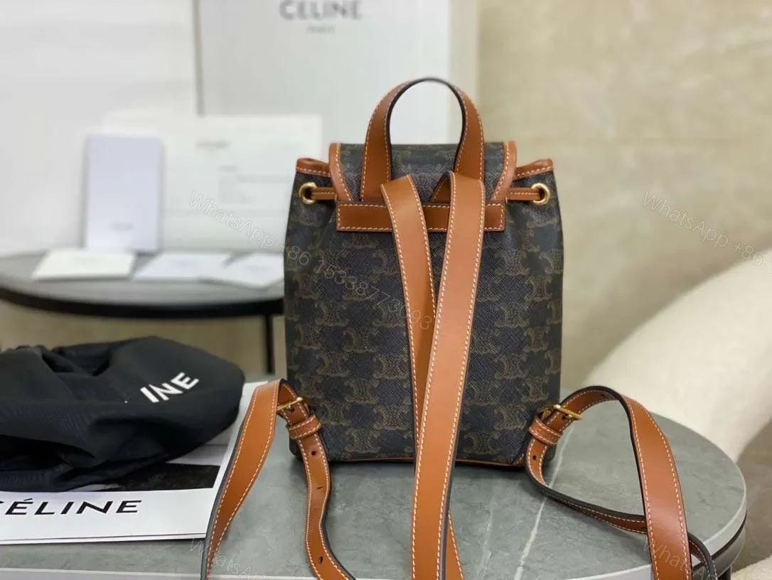 View 8 of Celine Folco Backpack Mixed Pattern Brown 17x20x10cm