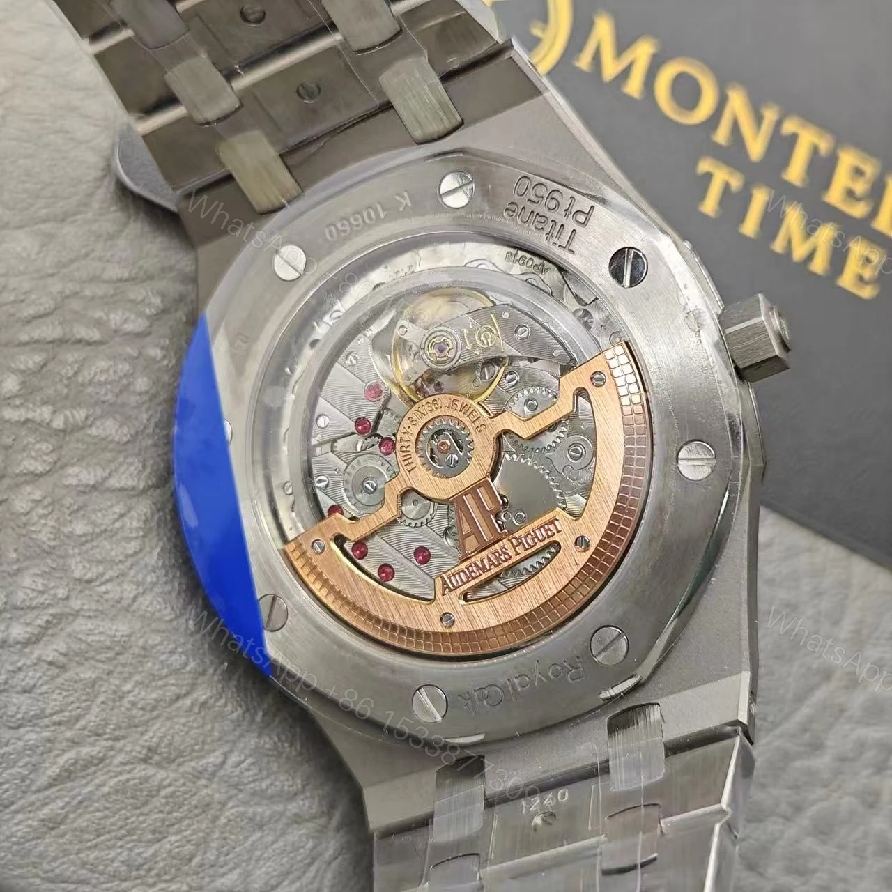 View 9 of Replica Audemars Piguet Royal Oak Jumbo Extra-Thin Blue 15202IP.OO.1240IP.01