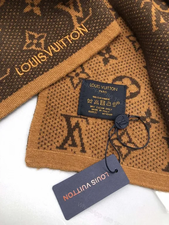 View 5 of Louis Vuitton Monogram Wool-Blend Scarf & Beanie Set, Luxury Warmth