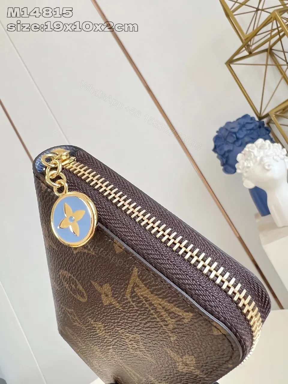View 2 of Brown Monogram Wallet with Gold-Tone Accent