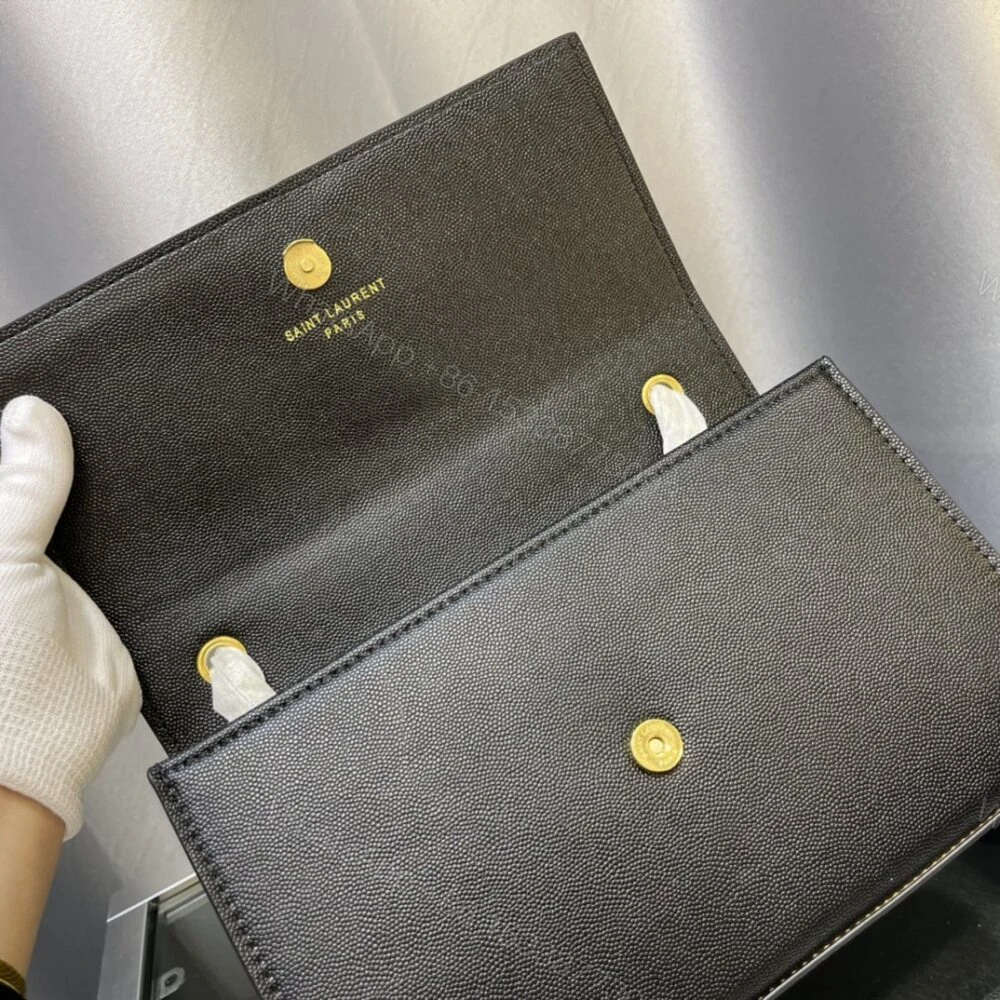 View 8 of Saint Laurent Kate Medium Chain Bag With Tassel In Grain De Poudre Black 24Cm 354119BOW0J1000