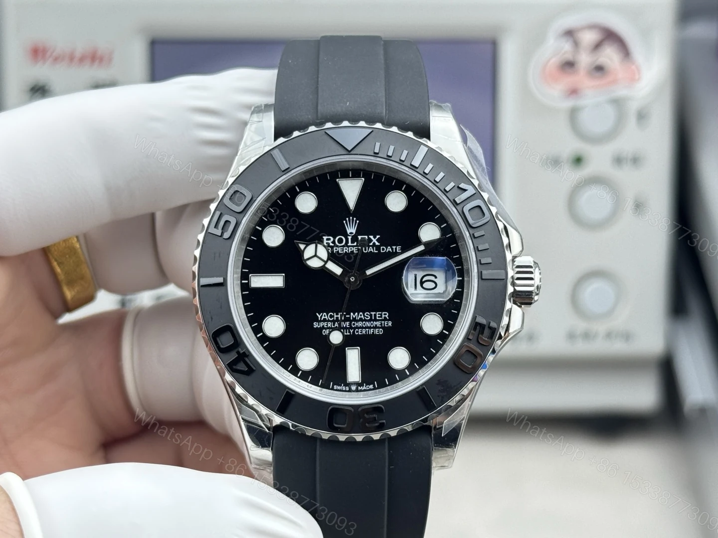 ROLEX 高仿 男款 Yacht-Master 黑面膠帶 運動潛水腕錶 — view 1