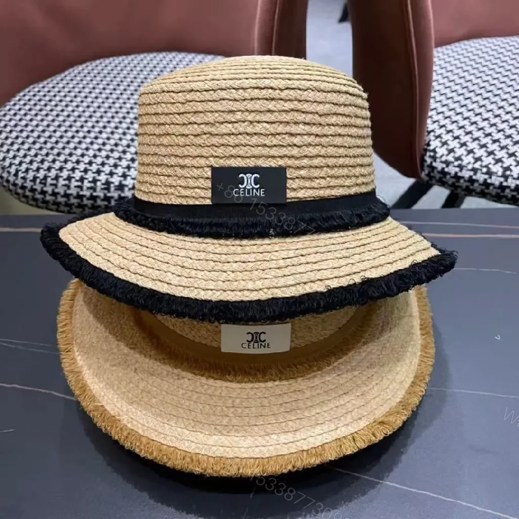 View 2 of Natural Straw Hat - Handwoven, Fringe Trim, Coastal Luxe