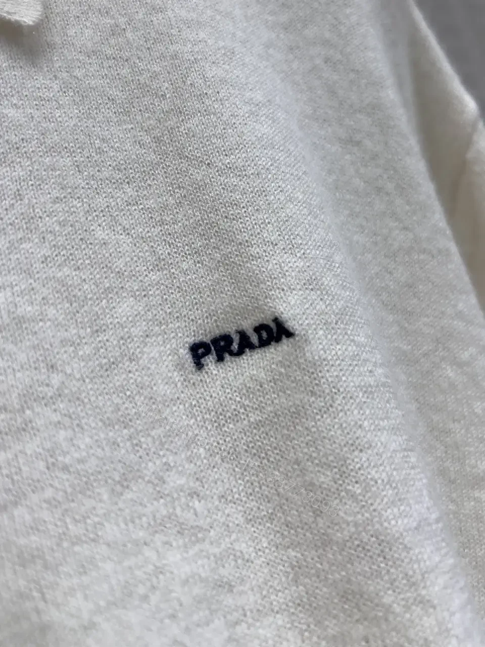 View 11 of Off-White: White Cropped Polo Knit Top with Button Placket