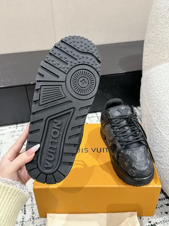 View 7 of Monochrome LV-Style High-Tops with Subtle Patterned Monogram Sneakers