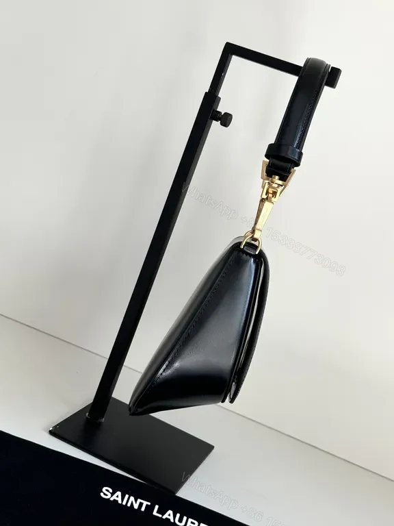 View 4 of Saint Laurent Black Leather Shoulder Bag with Gold Hardware