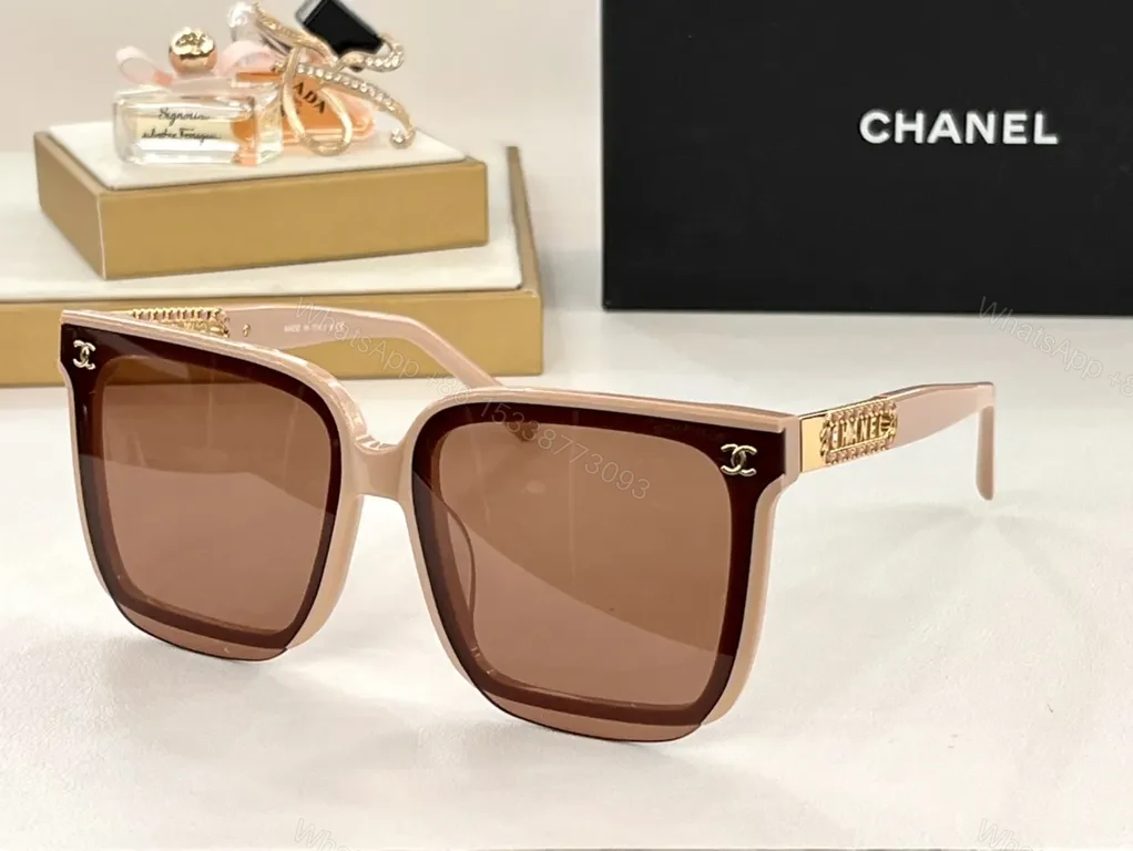 Soft Rose Tones Rose-Gold Chanel Sunglasses, Oversized Square — view 1