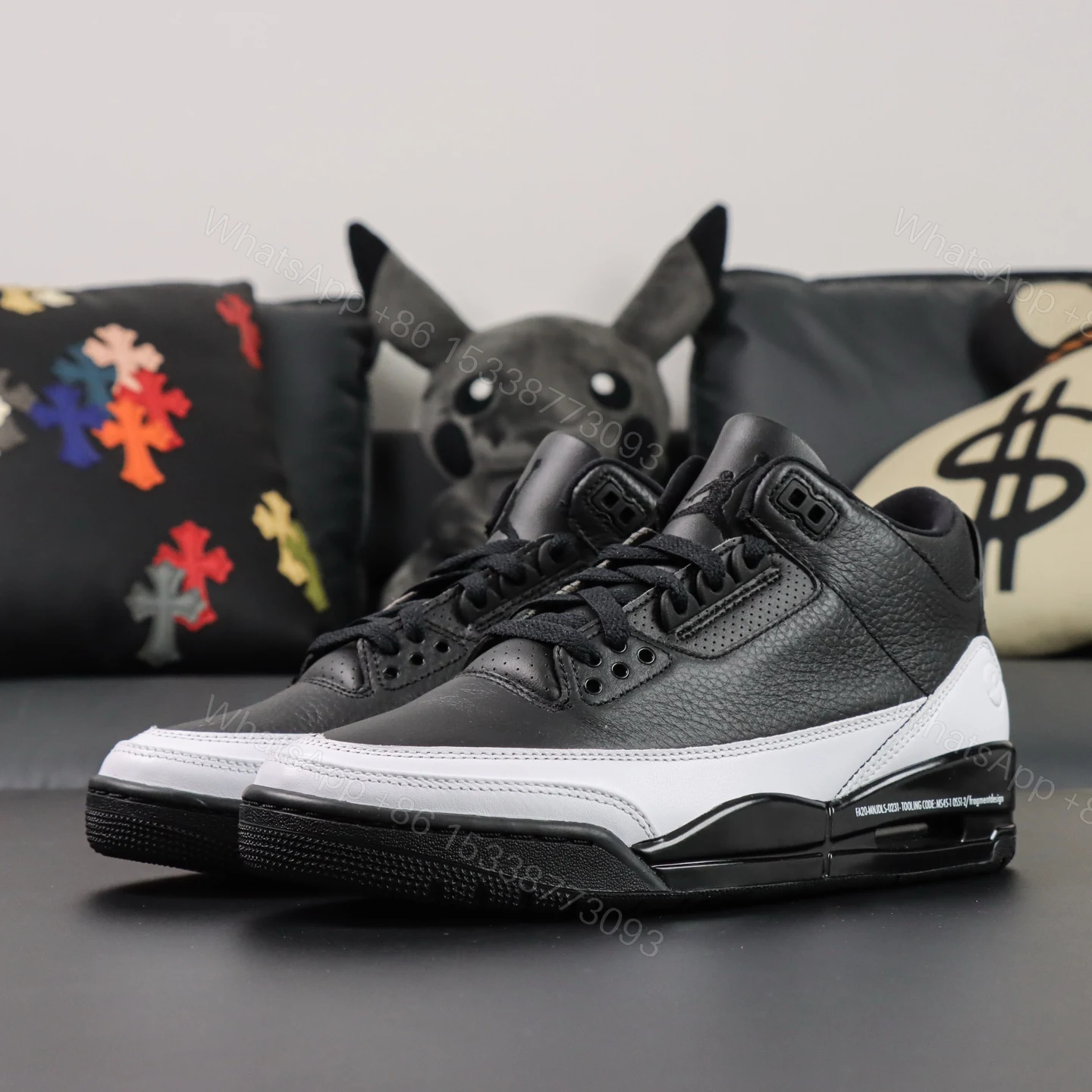 View 9 of Fragment Design x Jordan Air Jordan 3 “Black/White” Reps