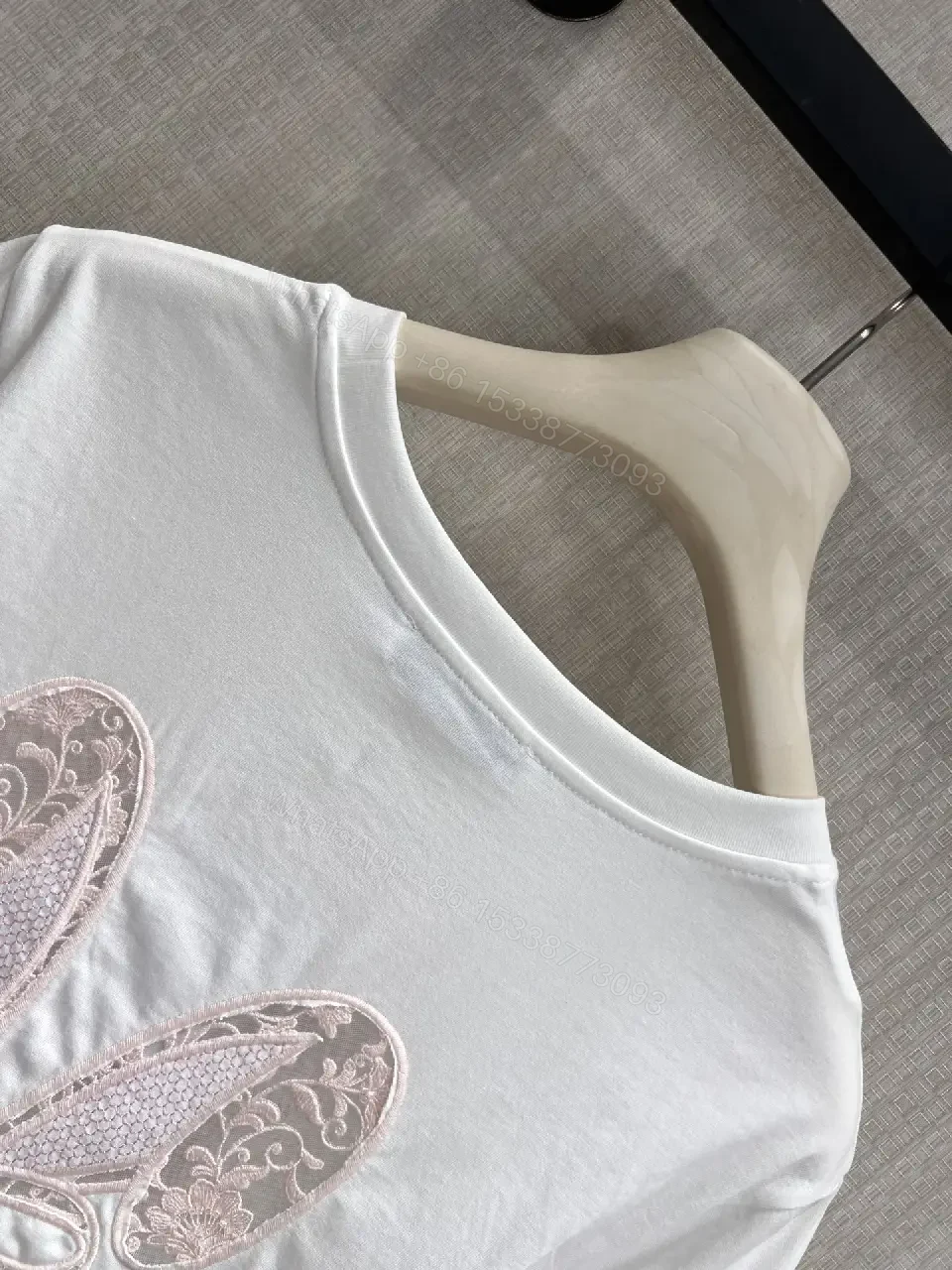 View 10 of White Cotton Minimalist Tee with Embroidered Dior Logo T-Shirt