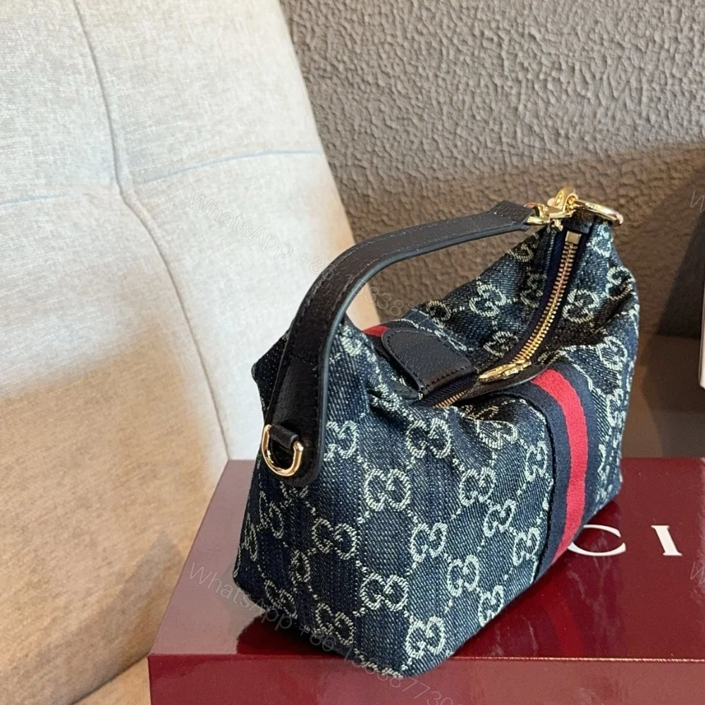 View 4 of Gucci Vanity Mini Bag Blue And White GG Denim 19cm