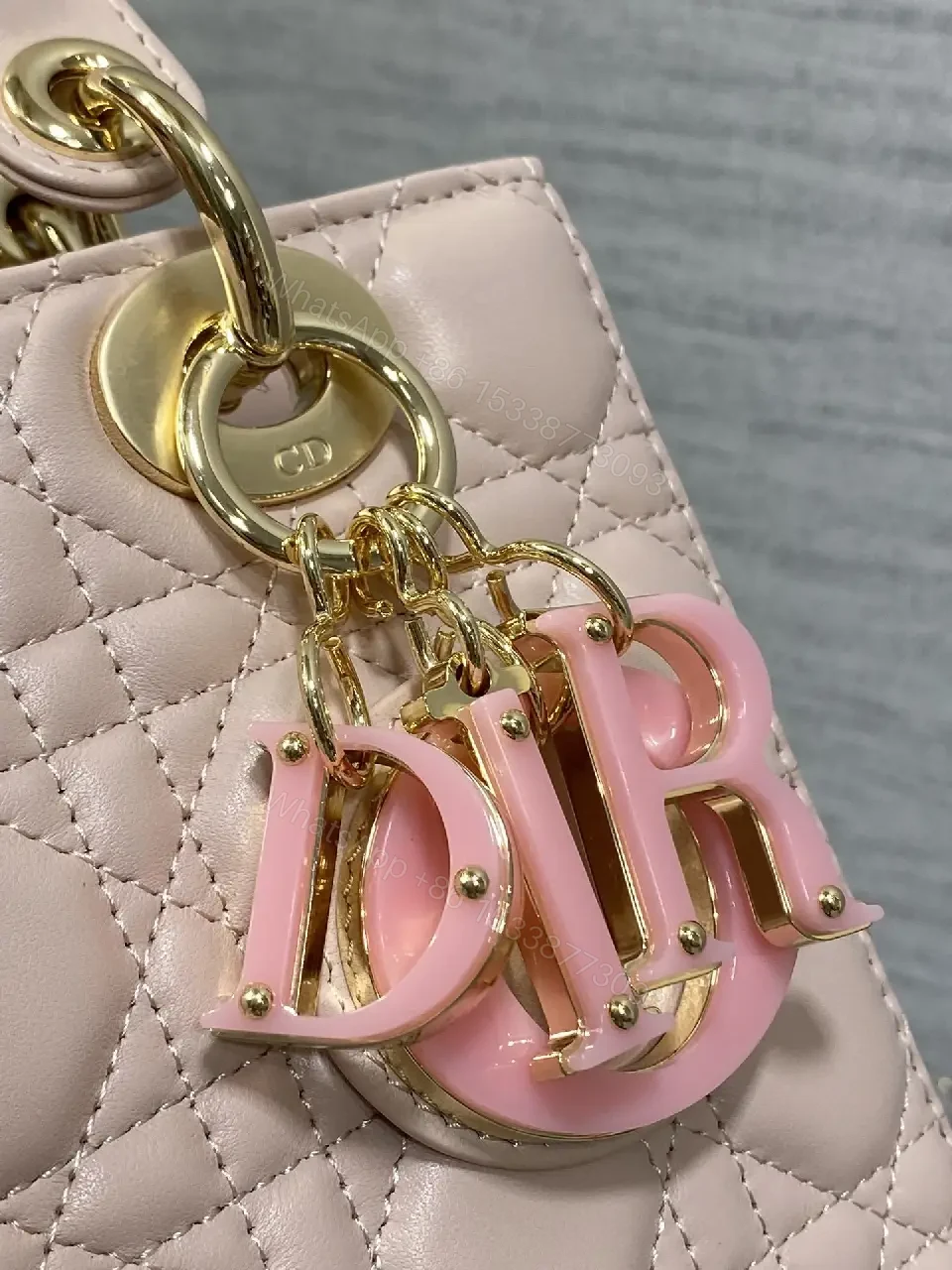 View 4 of Soft Pink Quilted Satchel - Mini Classic with Gold Charms