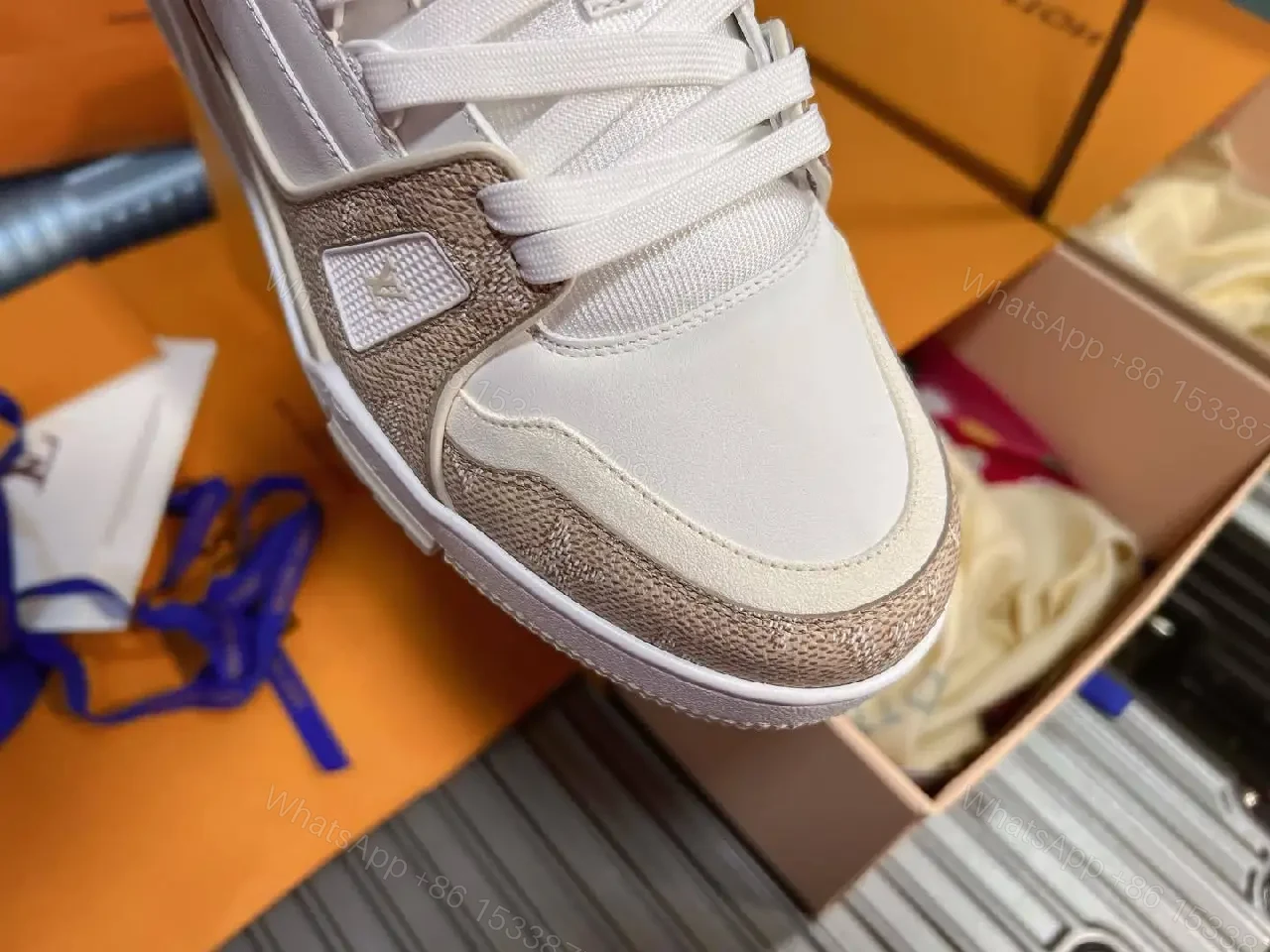 View 5 of Premium White & Sand Textured High-Top Sneakers