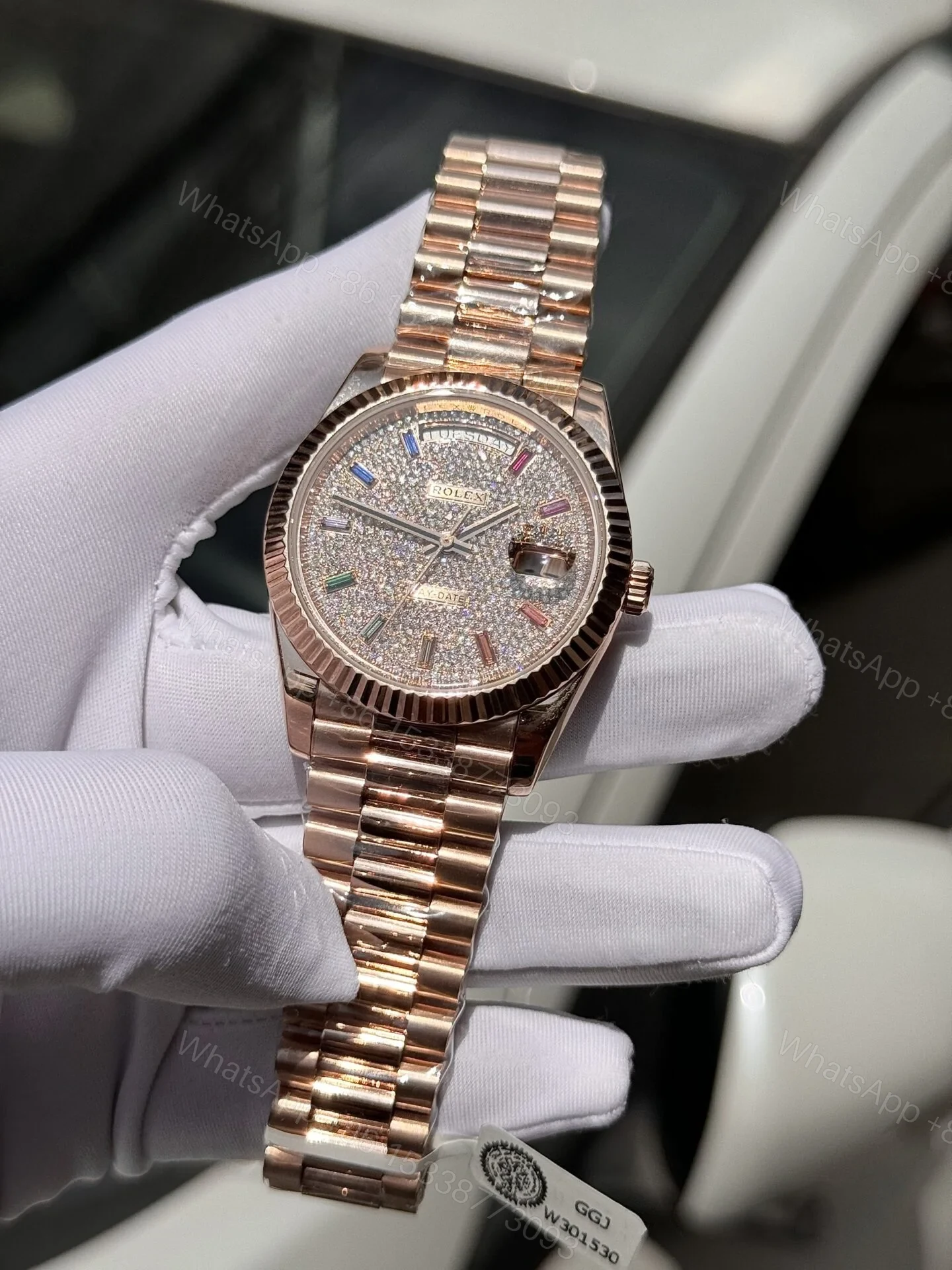 View 4 of Superclone Rolex Day-Date Diamond-Paved Dial 128235-0039 36 mm