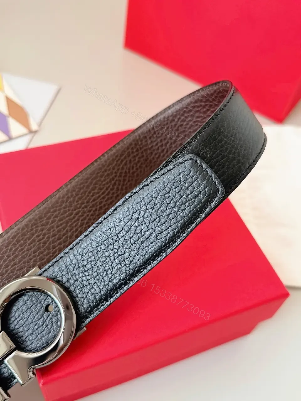 View 8 of Silk-Soft Leather Belt with Signature Buckle – Modern Texture
