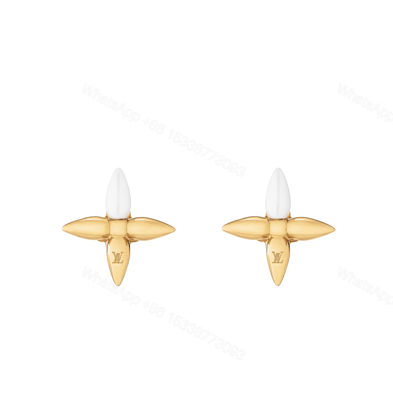 LOUIS VUITTON LOUISETTE EARRINGS GOLD AND PEARLY WHITE M00950 — view 1