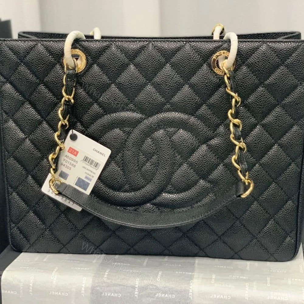View 2 of Chanel Caviar Grand Shopping Tote Black 33Cm
