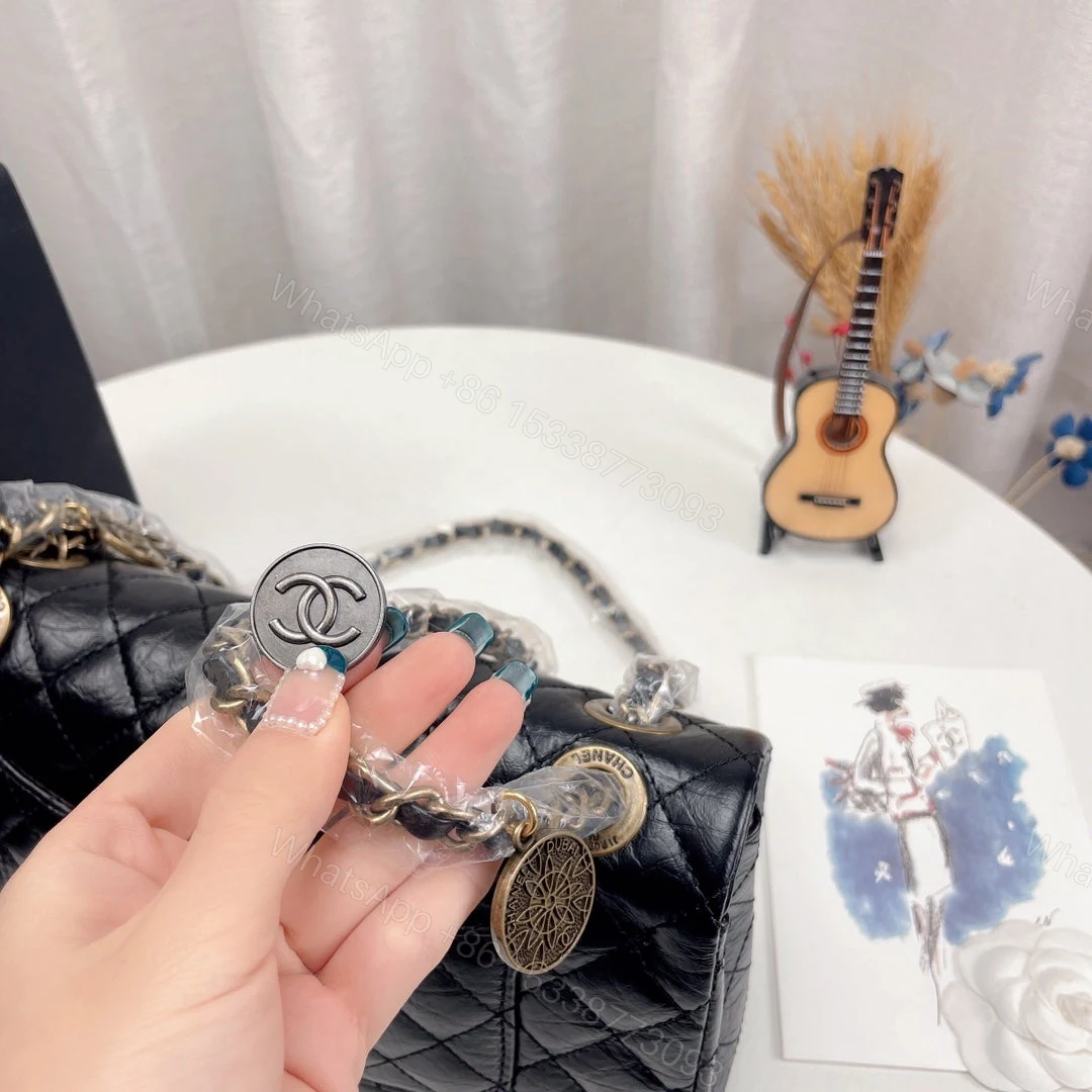 View 8 of Chanel Coin Medallion Flap Bag Quilted Aged Calfskin Medium