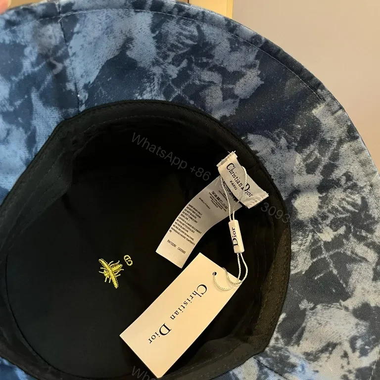 View 4 of Blue-Gray Tie-Dye Bucket Hat with Dior Band â€“ Luxe Streetwear