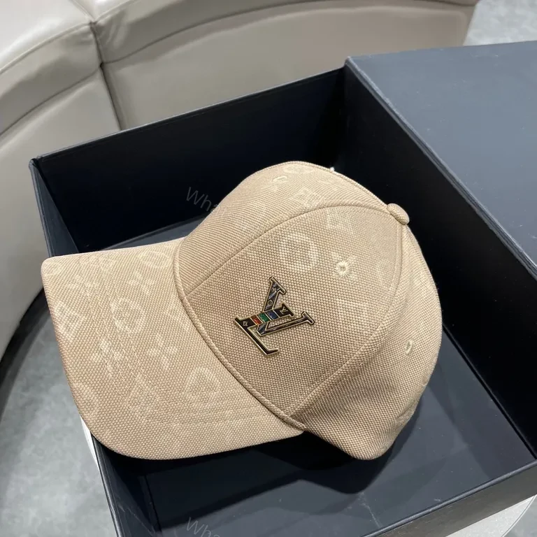 View 4 of Monogram Canvas Cap: Luxe LV-Style Hardware, Neutral Beiges Premium Baseball Cap