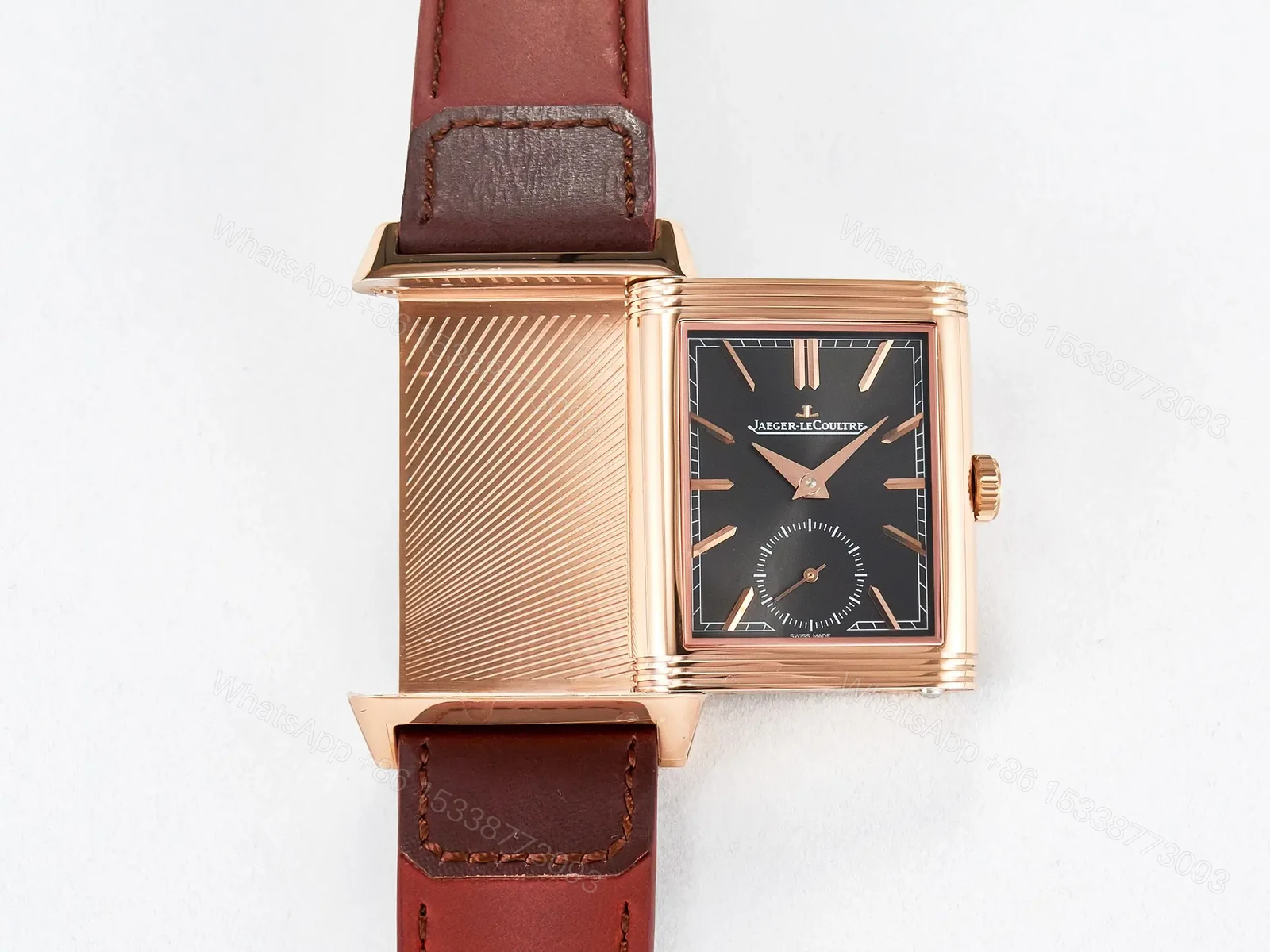 View 16 of Reverso Tribute Duoface Small Seconds RG MGF Best Edition Black Dial on Red Leather Strap A854A