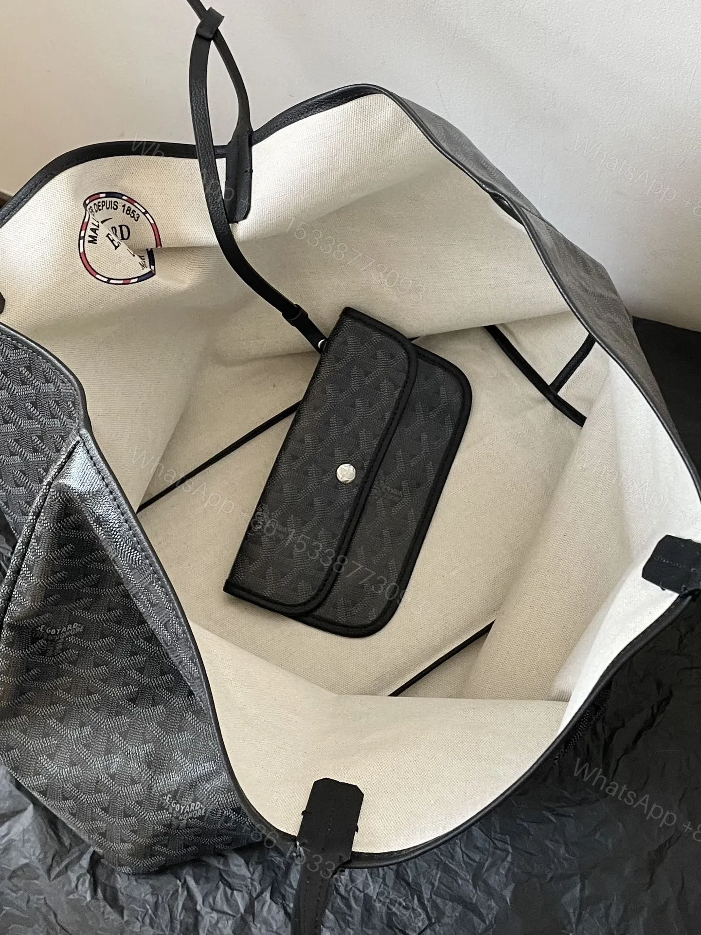 View 6 of Goyard Black Goyardine Saint Louis PM Leather