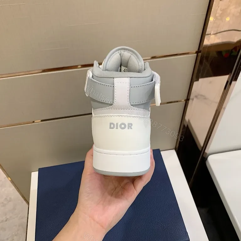 View 8 of White Dior-Infused High-Top Sneakers: Luxe Comfort