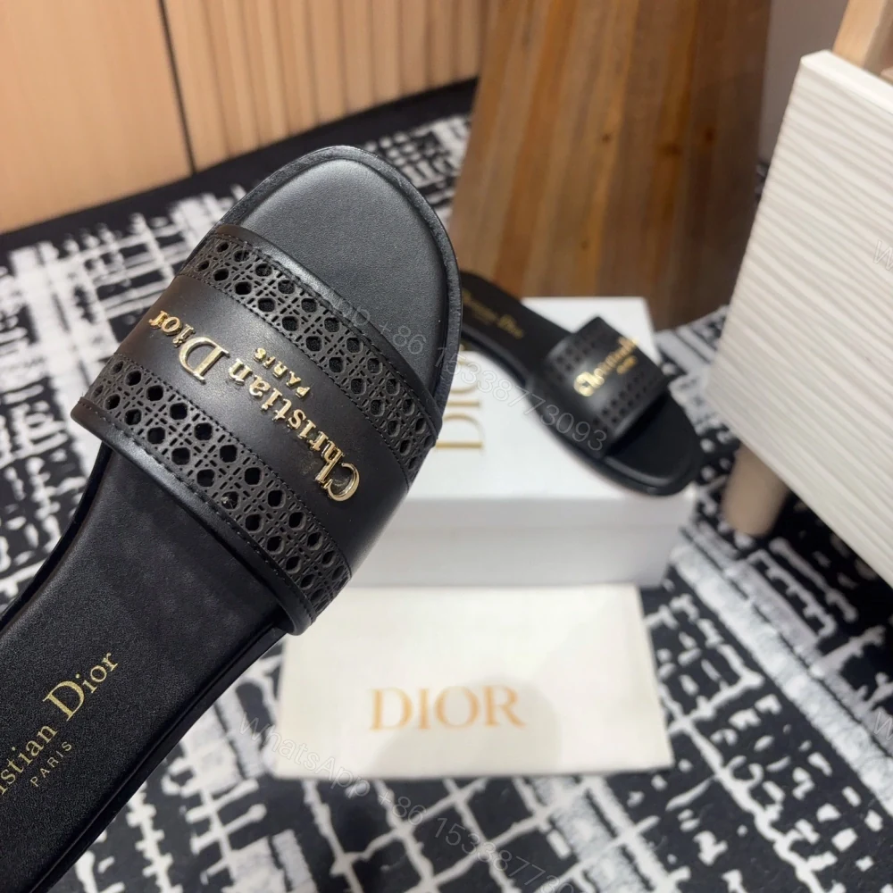 View 4 of 高仿Dior*D-Lane系列KCO155圓頭套腳一字拖鞋黑色免檢版