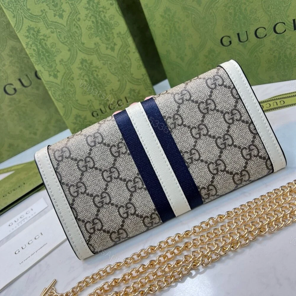 View 5 of Gucci Jackie 1961 Continental Chain Wallet GG Brown 19Cm 652681 HUHHG 9794