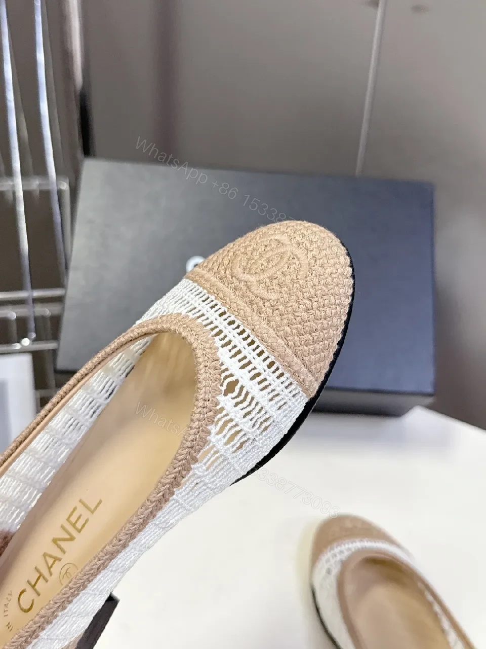 View 4 of Textured Linen Espadrille Mules – Quilted Couture Comfort