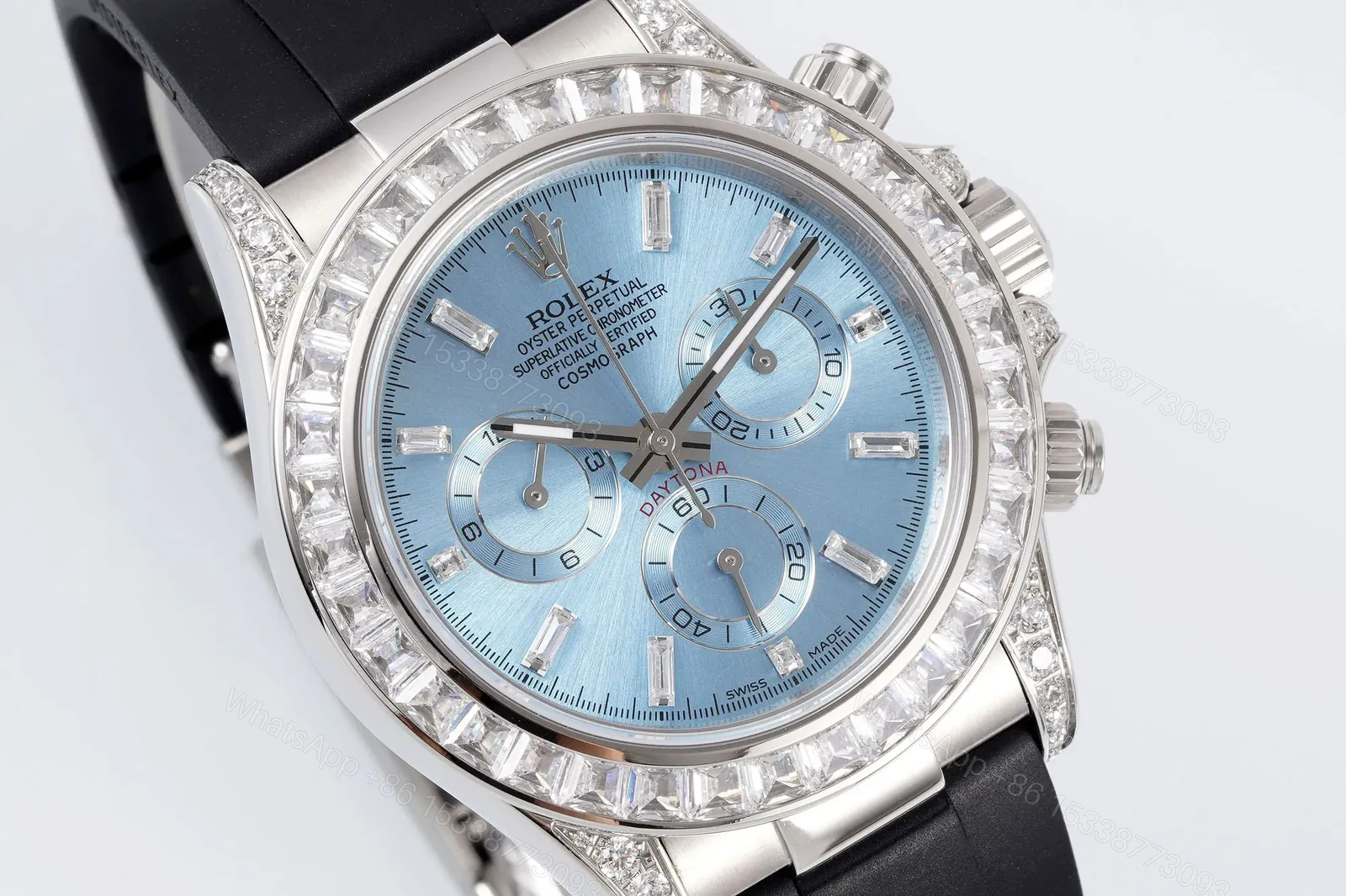 View 3 of Elegant ice blue diamon plica 40MM Rubber Strap Edition ROLEX-DAYTONA-ICE-DIA-RUB-40