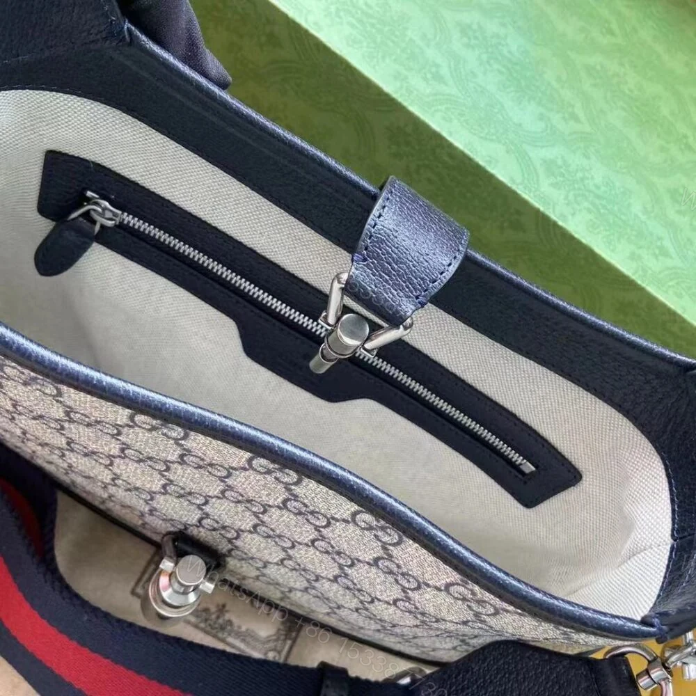 View 4 of Gucci Jackie 1961 Small Shoulder Bag Beige And Blue 28Cm
