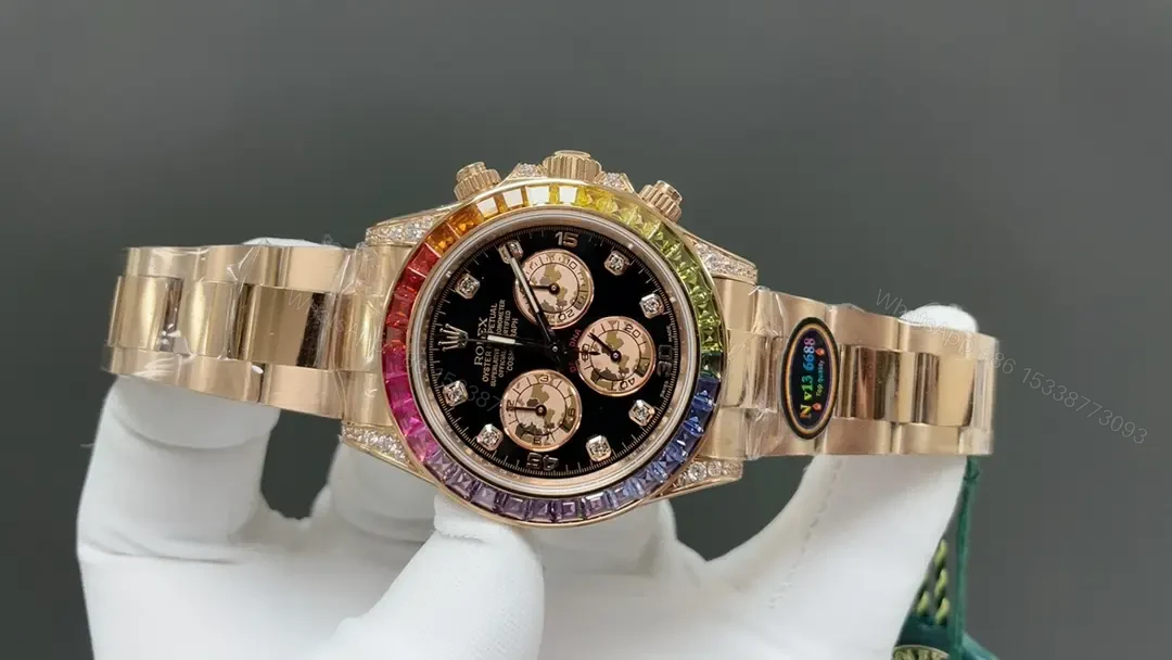 View 2 of Rolex Daytona Rainbow Everose Gold replica 40MM Oyster Bracelet Edition RG-DAYTONA-RAINBOW-EVEROSE-OYSTER-40