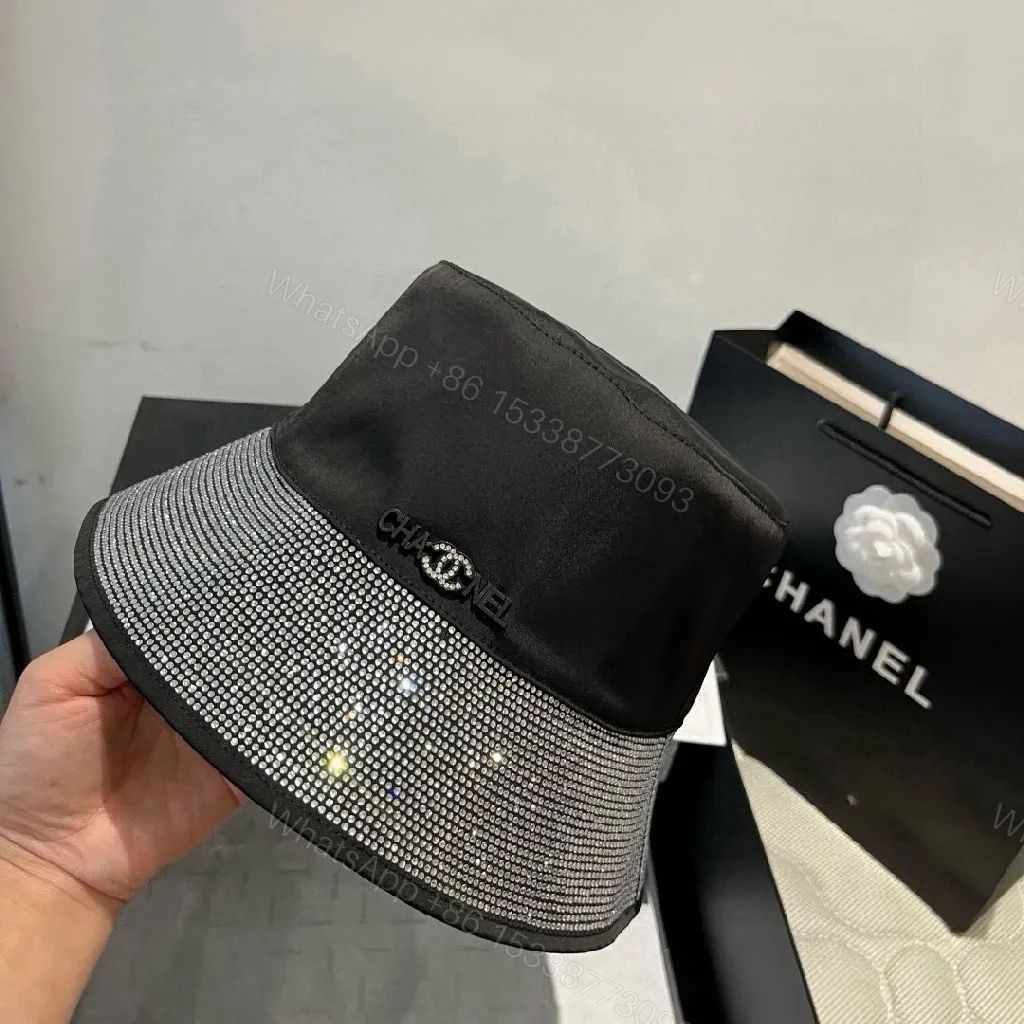 View 9 of Black Satin Bucket Hat with Rhinestone Band - Luxe Statement Hat