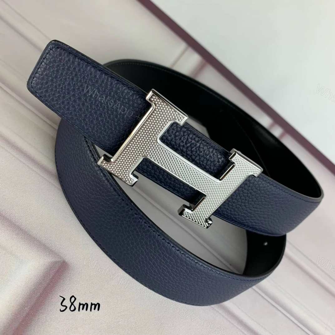 View 4 of HERMES BELT TOGO SWIFT BUCKLE BLUE 38MM