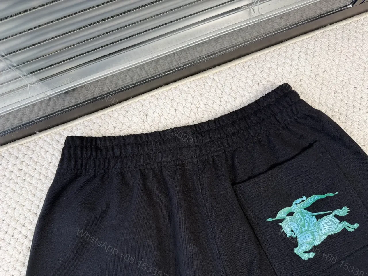 View 10 of Black Cotton Shorts, Classic, Burberry Logo Embroidery