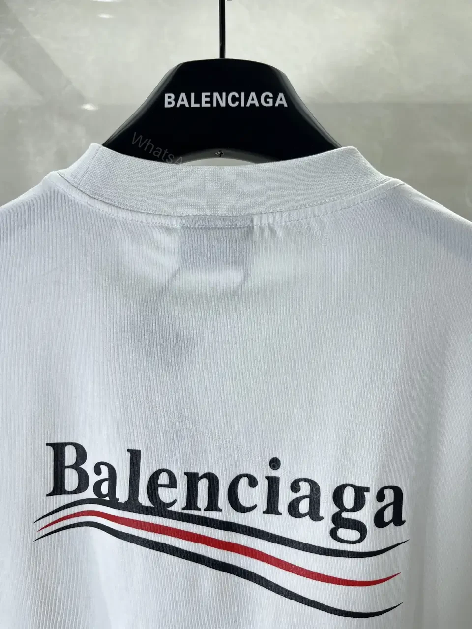 View 11 of White Satin Loose-Fit Tee with Subtle Sheen Embroidered Logo T-shirt