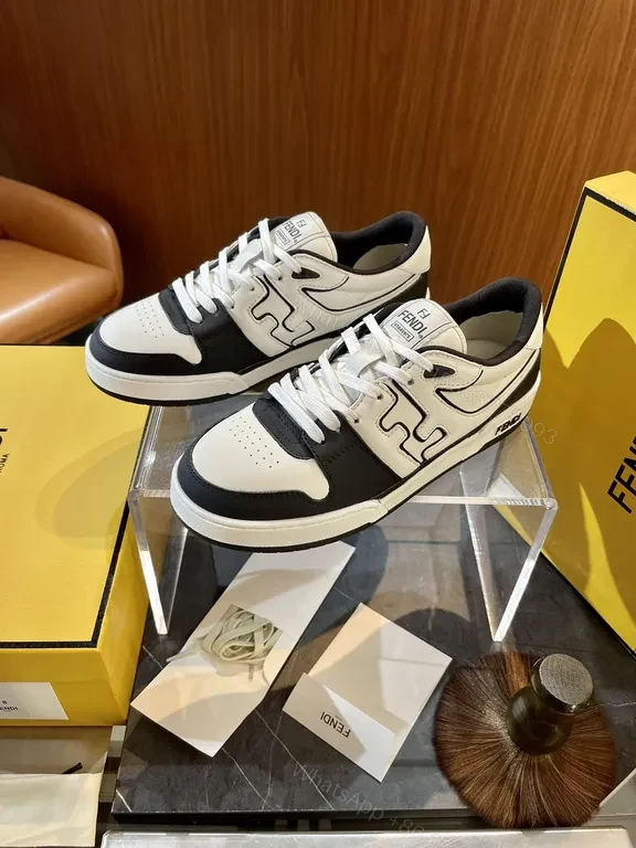 View 4 of Bold Contrast-Block Fusion High-Top Sneaker with Fendi Detailing