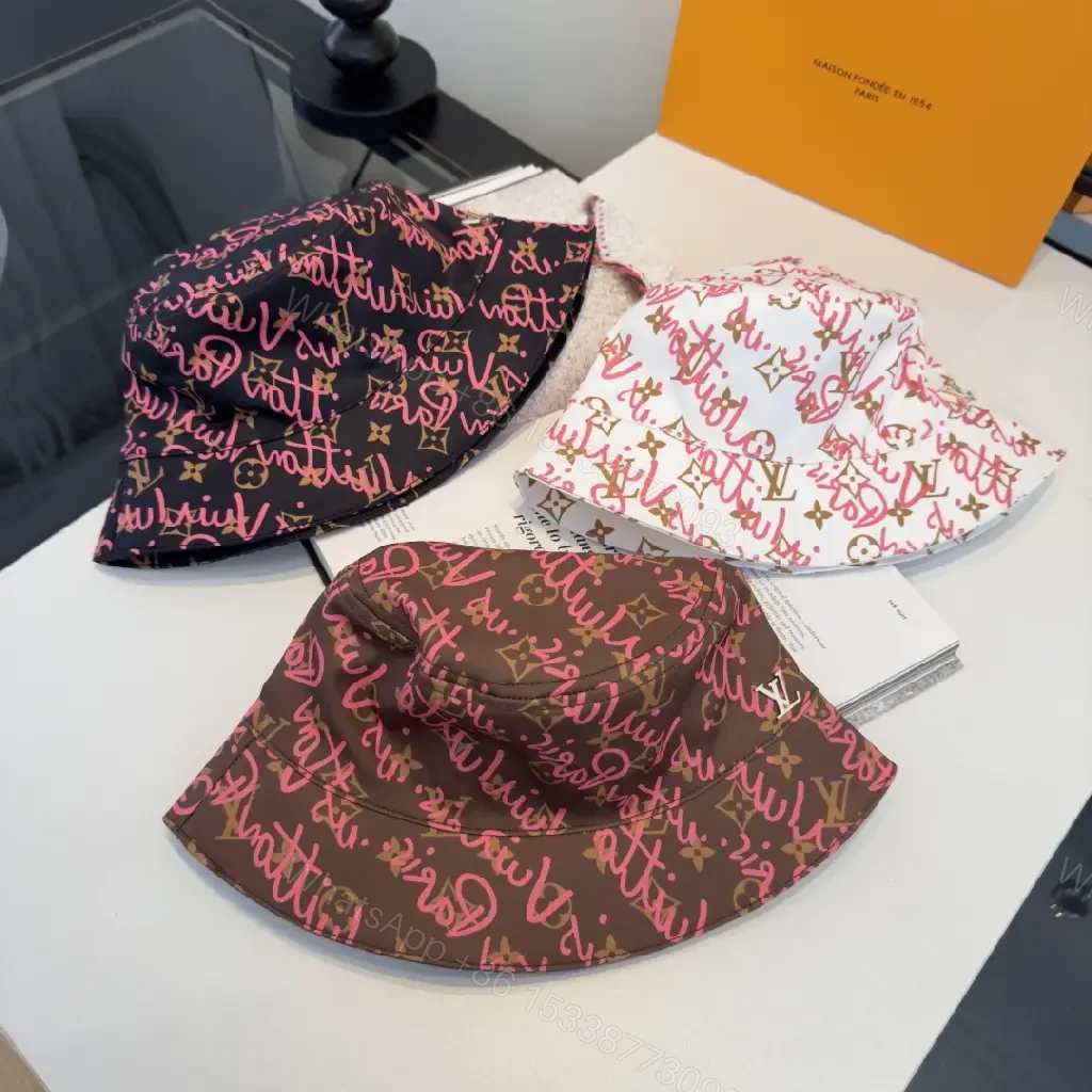 View 5 of Black Canvas Hat with Pink Graffiti Script LV Logos