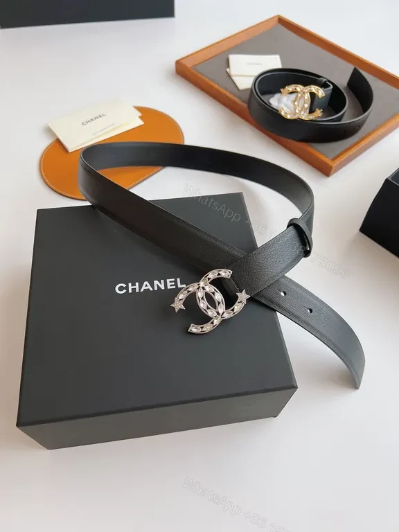 View 8 of Crystal CC Belt: Polished Leather Luxury Belt, All-Season Style