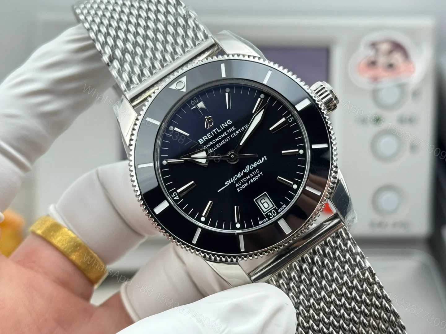 View 2 of Breitling Superocean Heritage B31 Black Replica 42MM Premium Milanese Bracelet Edition AB3111241B1A1