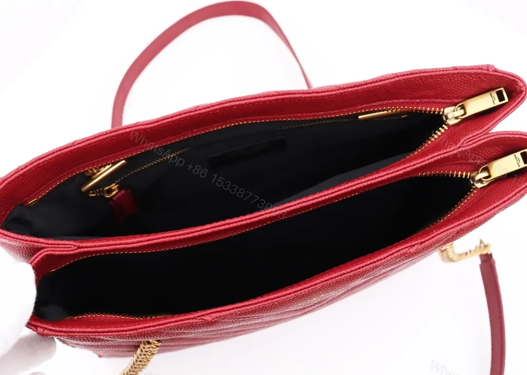 View 8 of Saint Laurent Tribeca shoulder bag in burgundy leather