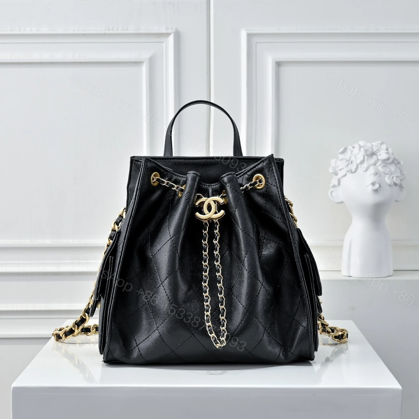 View 2 of Chanel 25 Medium Size Backpack Grain Effect And Gold Metal Black 23Cm As5600 B20304 94305