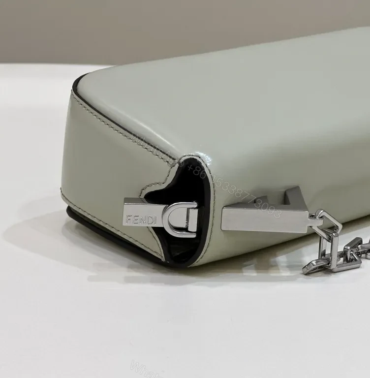 View 6 of Black Leather + Fendi-Inspired + Structured Day-to-Night Bag + Chain-Detail + Handbag