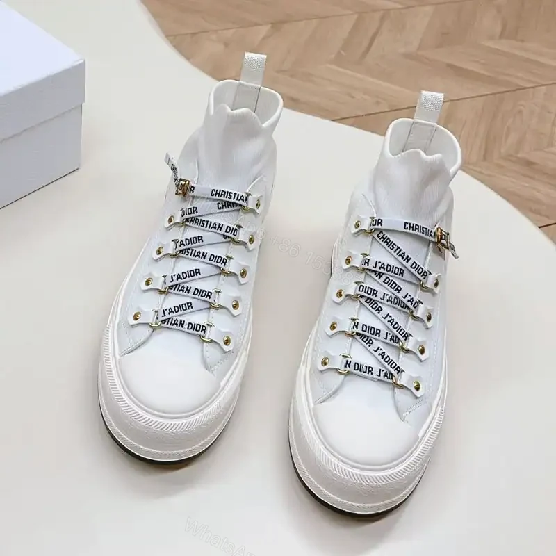 View 3 of WALK’N’DIOR PLATFORM SNEAKERS WOMEN TECHNICAL MESH AND CALFSKIN WHITE – CD166
