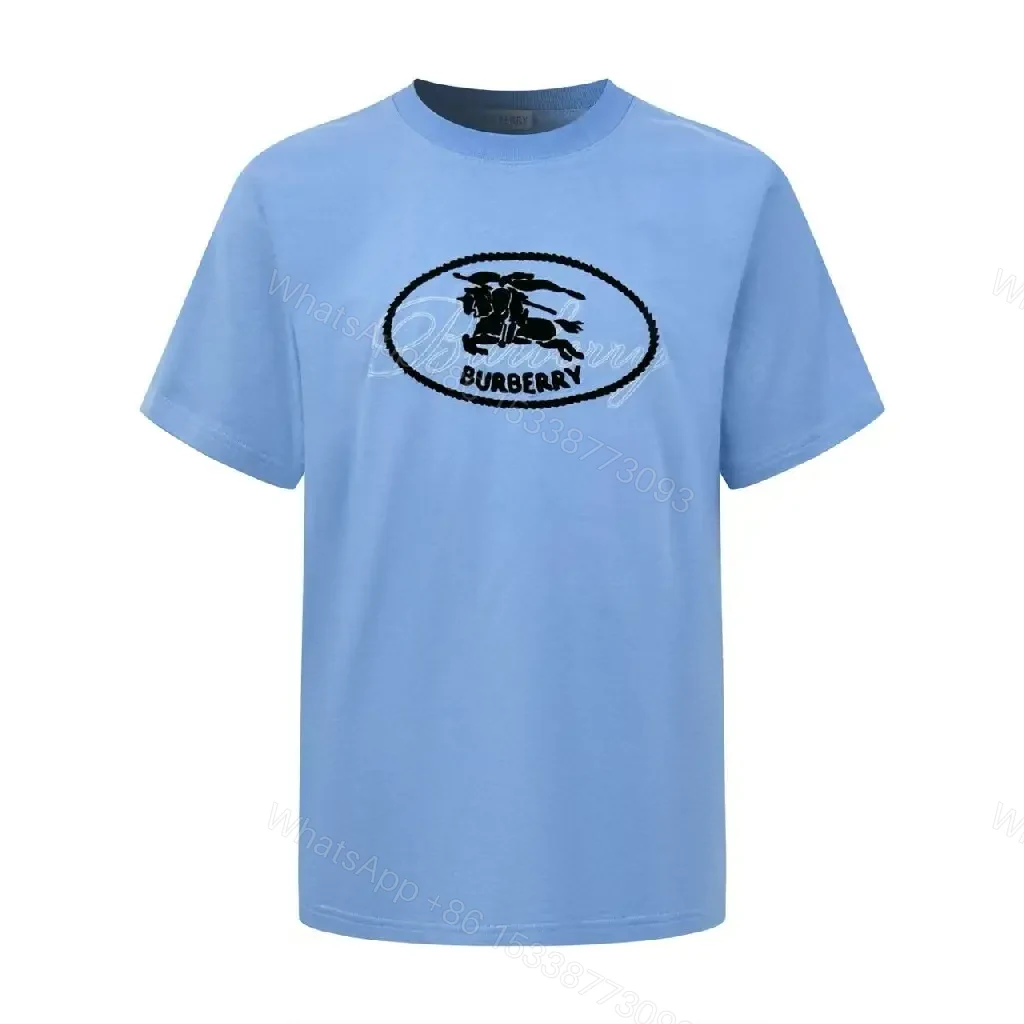 View 11 of Light Blue Short-Sleeve Crew Neck Tee with Black Horse Logo