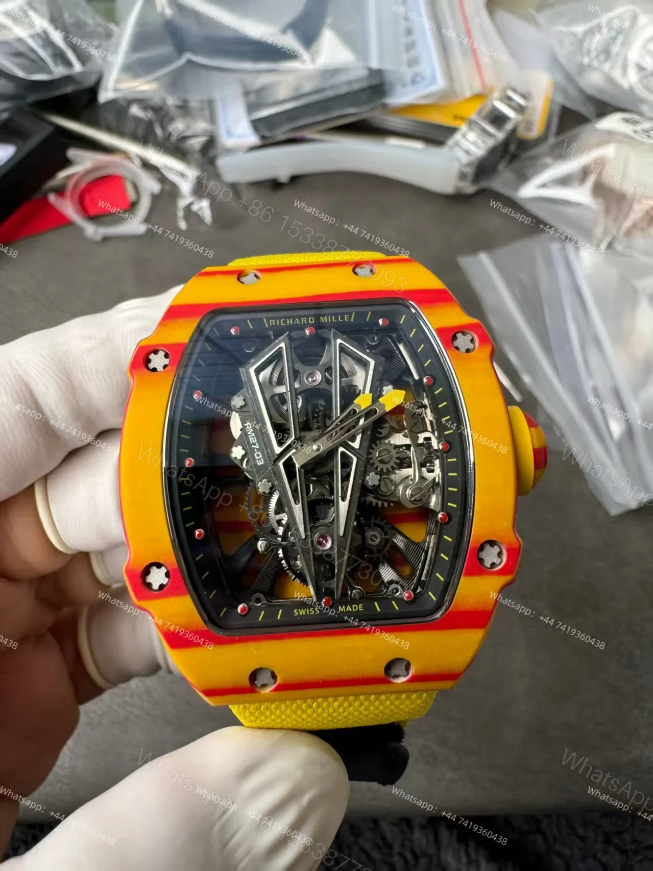 View 4 of Super Clone Richard Mille RM 27-03 Rafael Nadal Limited Edition NTPT Carbon Fiber Tourbillon 1:1 Replica Watch