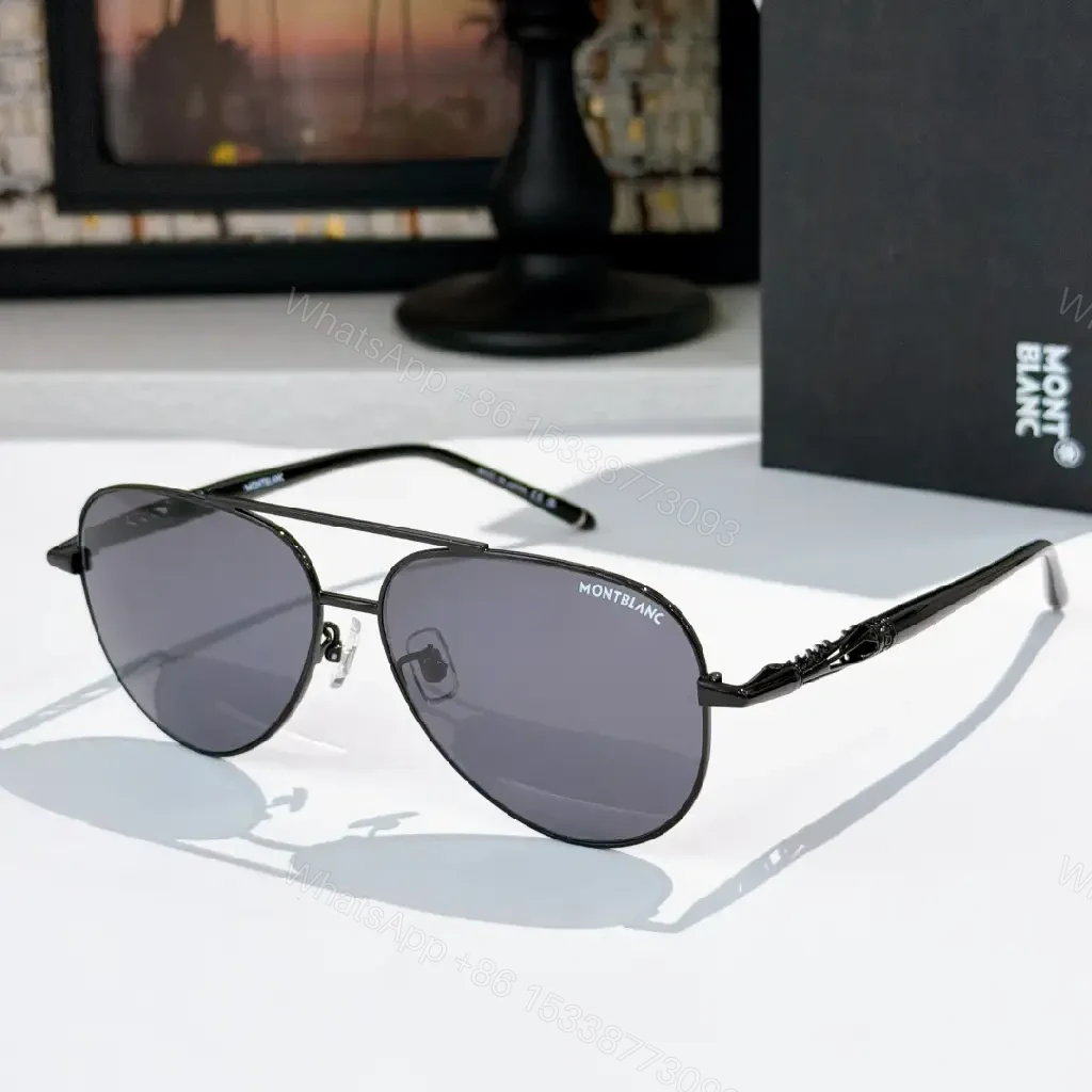 View 6 of Gold-Tone Aviator Sunglasses with Montblanc Detailing, Premium Style