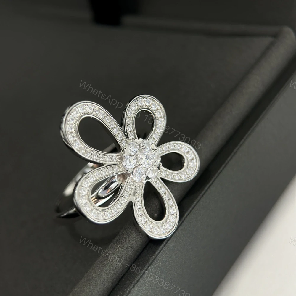 View 4 of 高仿首飾VanCleef&Arpels*RP05300鑲嵌花朵戒指白金款