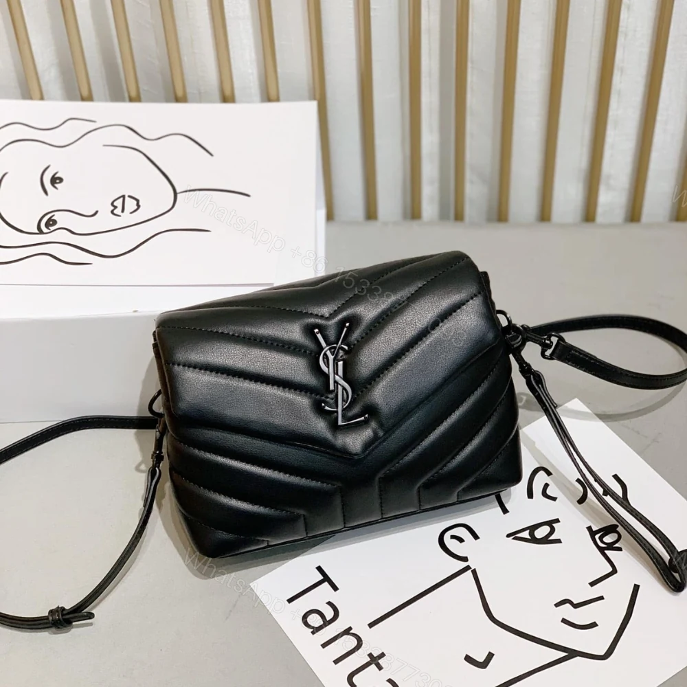 View 2 of Saint Laurent Loulou Toy Strap Bag In Quilted Y Black With Black Hardware 20Cm